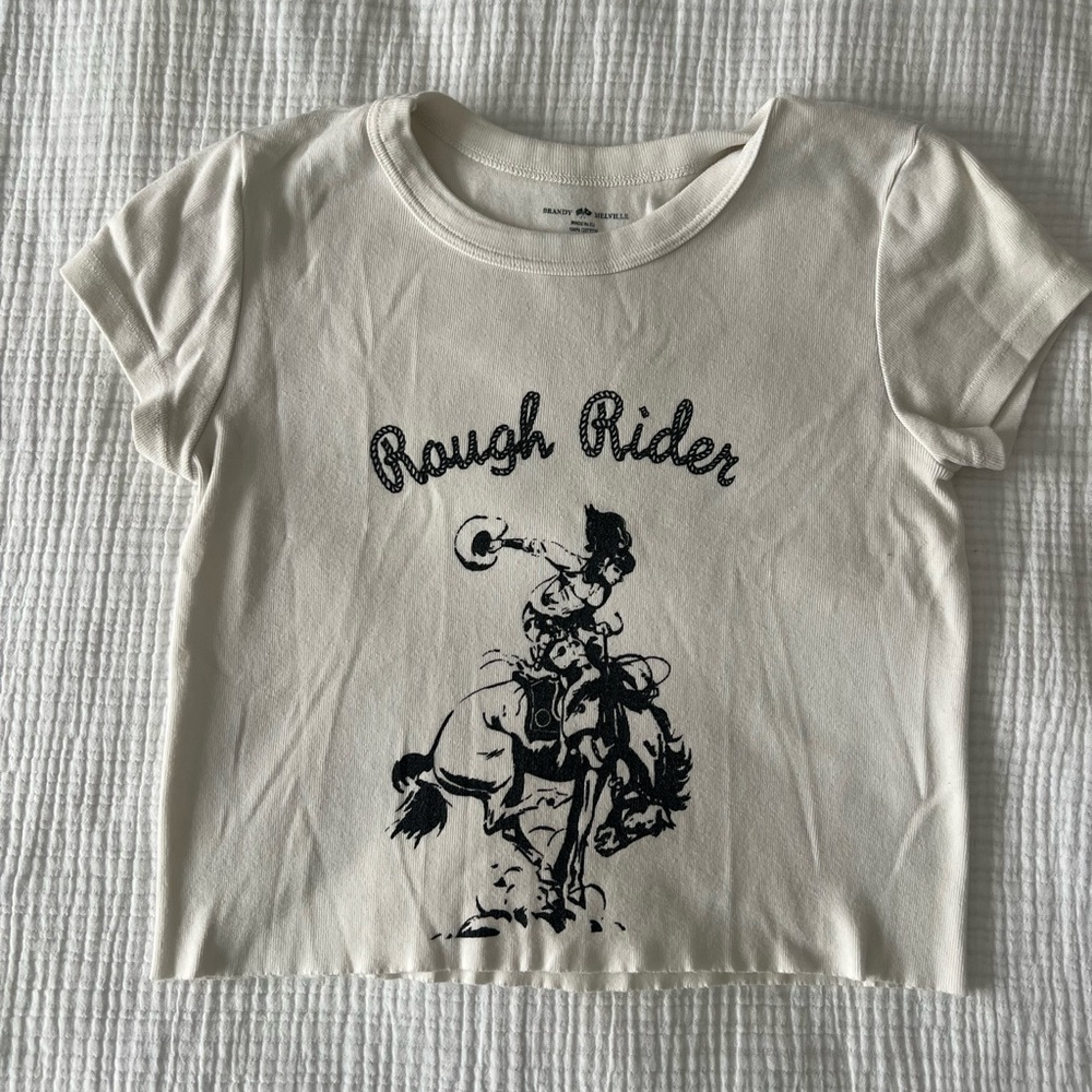 Brandy Melville White Graphic Shirt Cowboy